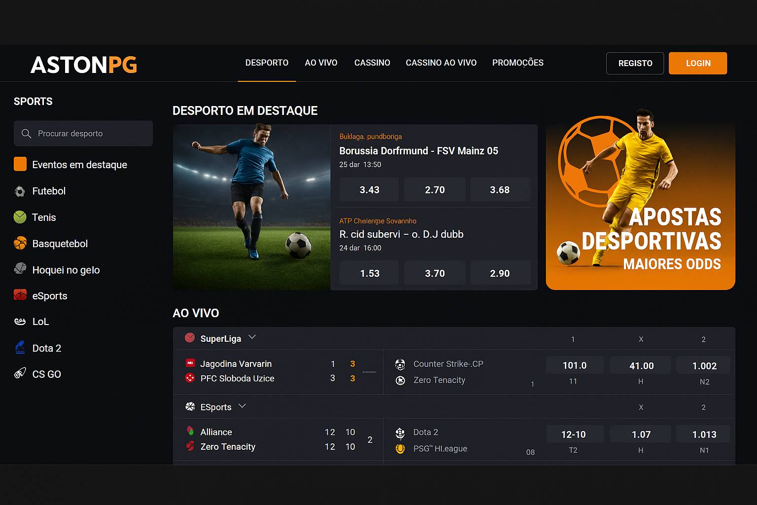 Aposte em apostas esportivas no cassino online ASTONPG