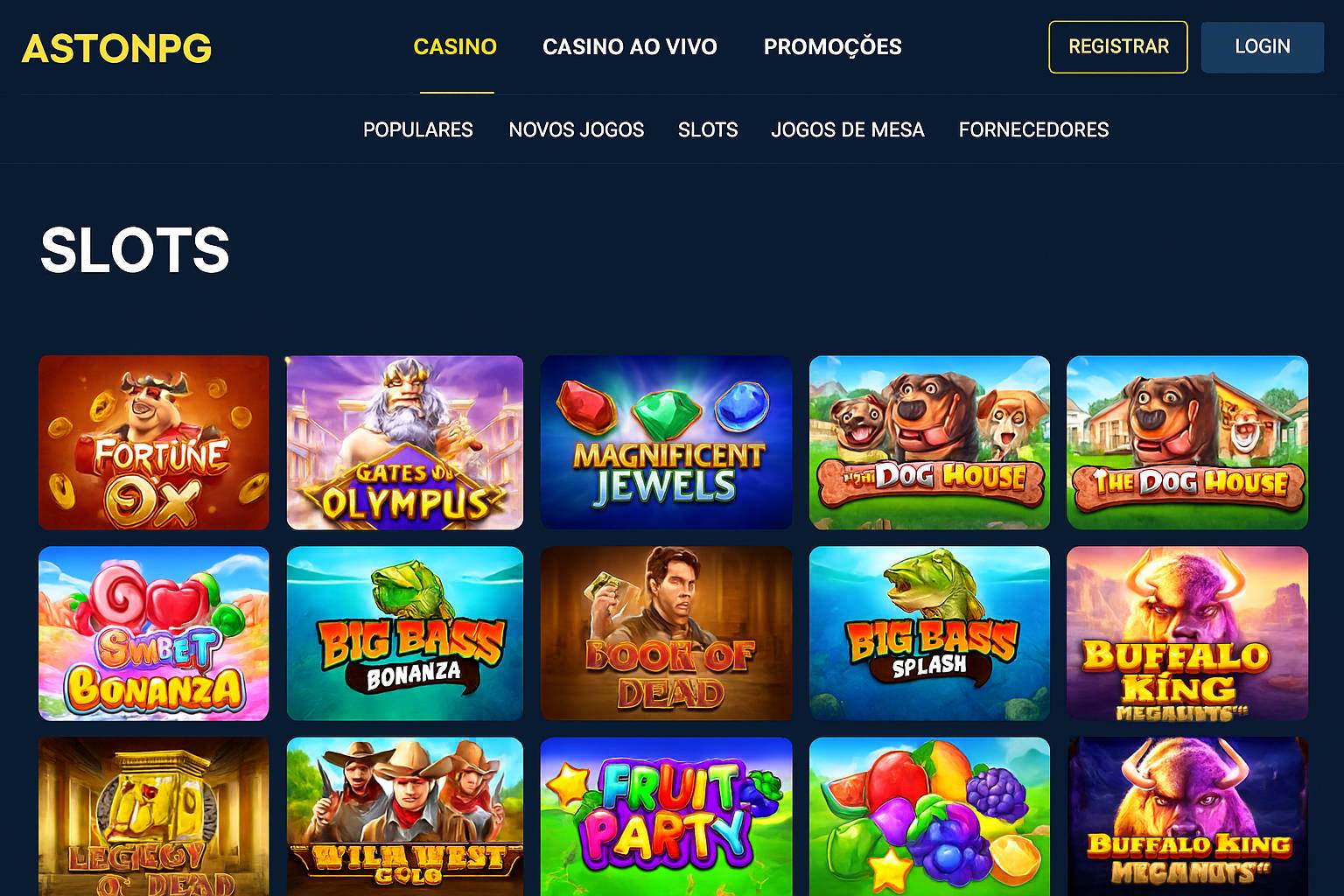 Jogos de cassino online ASTONPG