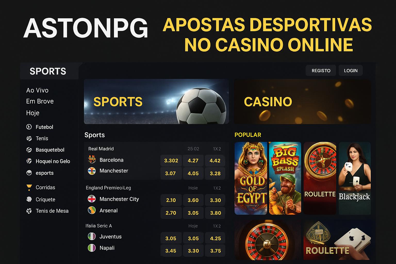 Apostas esportivas no cassino online ASTONPG